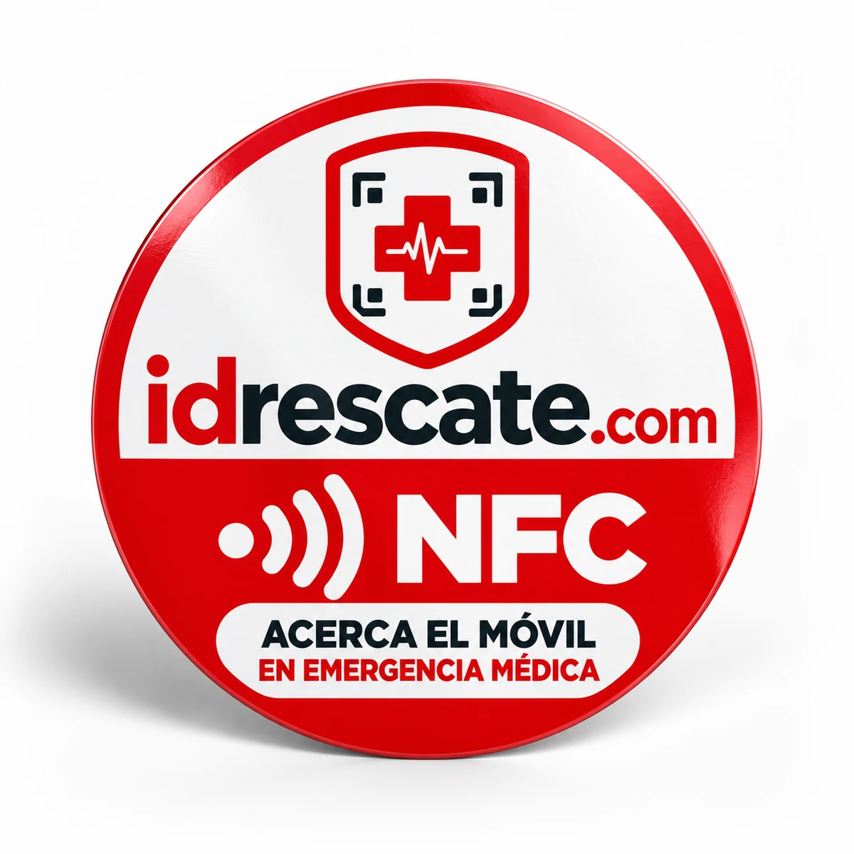 Etiqueta NFC ID Rescate con información sanitaria para casco de moto